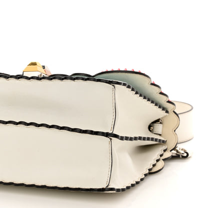 Fendi Vitello Liberty Scalloped Studded Flowers and Bows Kan I Shoulder Bag White Multicolor 11 of 21