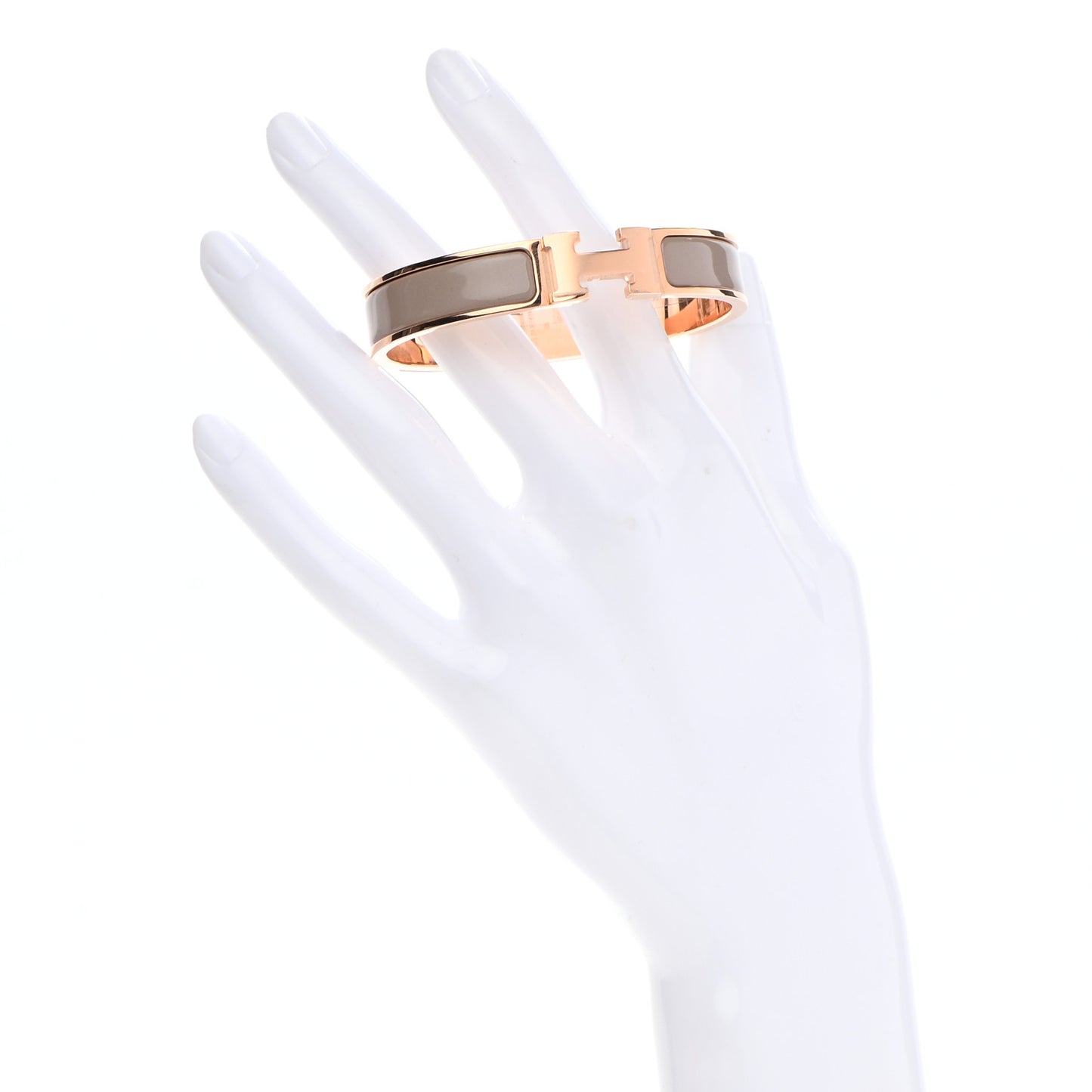 Enamel Narrow Clic Clac H Bracelet PM Marron Glace
