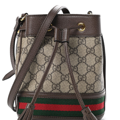 Gucci GG Supreme Monogram Web Mini Ophidia Bucket Bag Brown 8 of 12