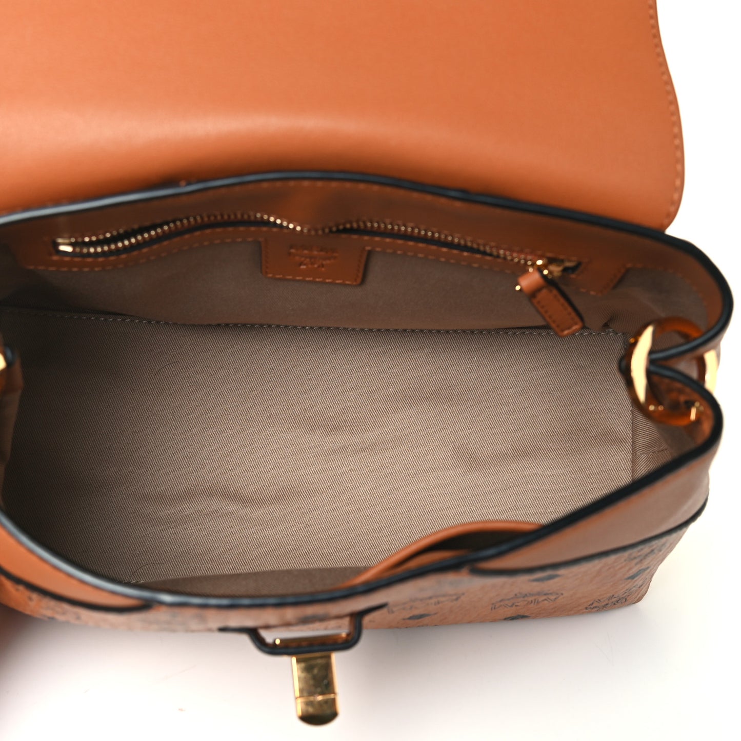 Visetos Calfskin Crossbody Bag Cognac