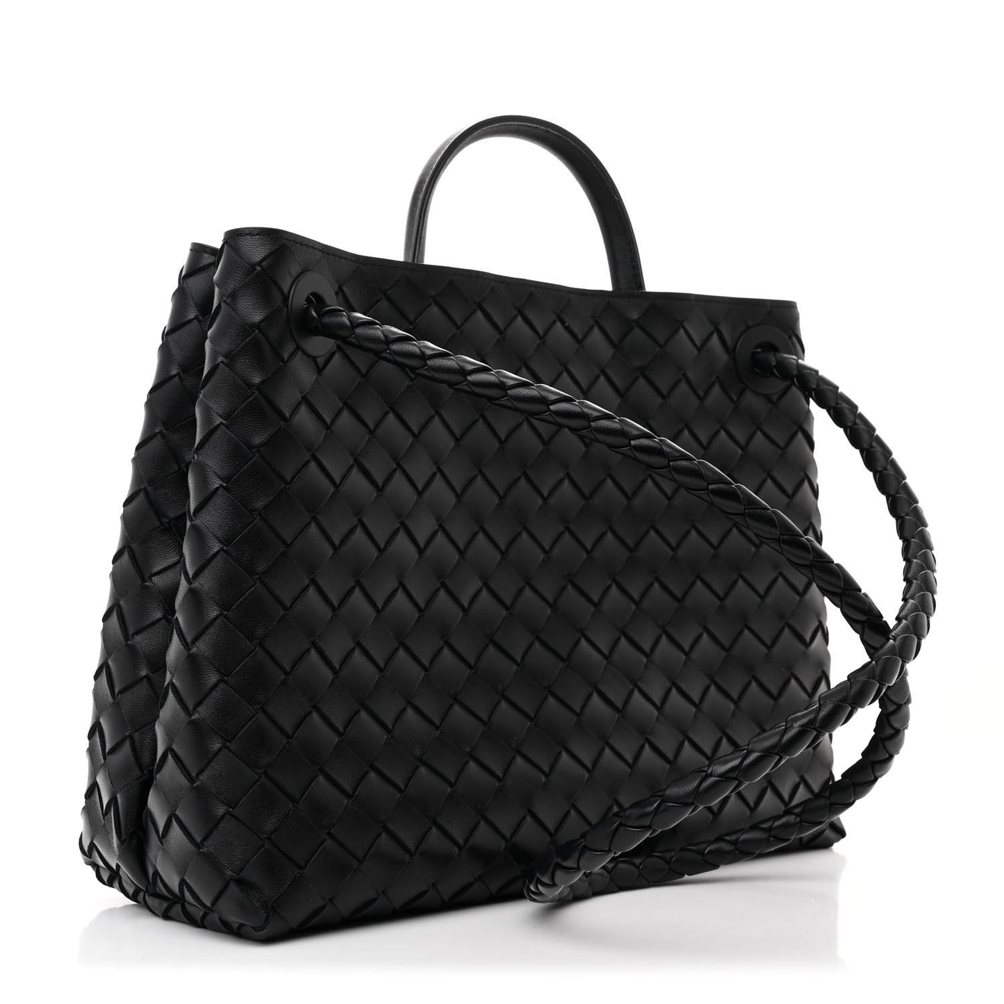 Nappa Intrecciato Medium Andiamo Shoulder Bag Black