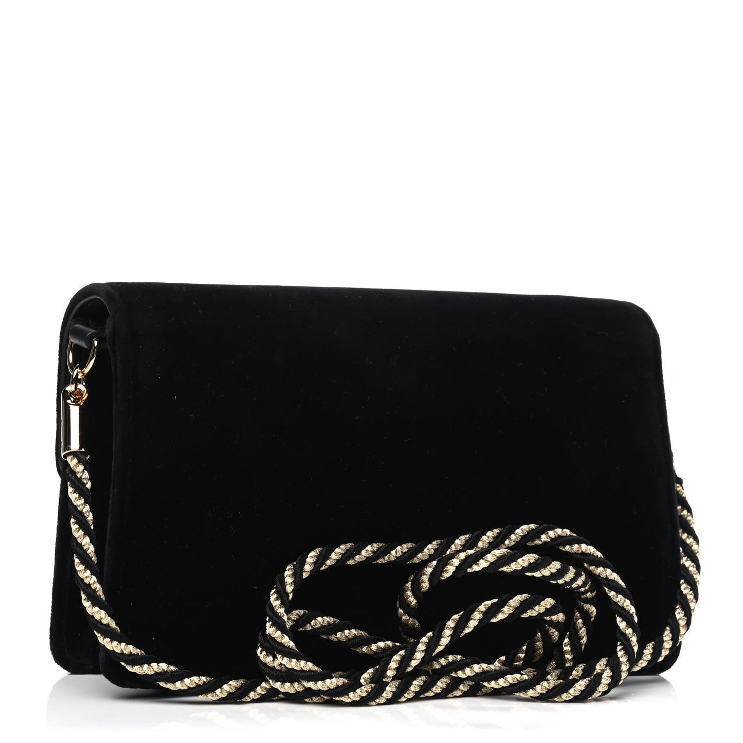 Velvet Crystal Square G Shoulder Bag Black