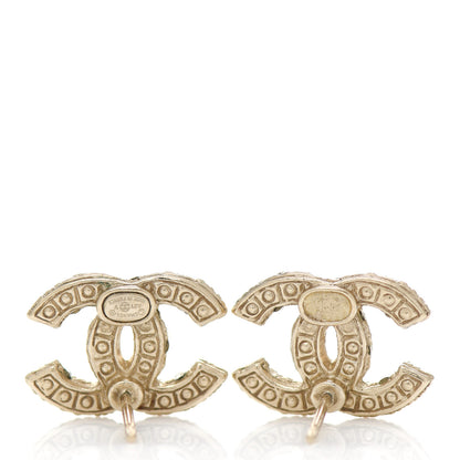 Chanel Pearl Crystal CC Earrings Light Gold 4 of 4