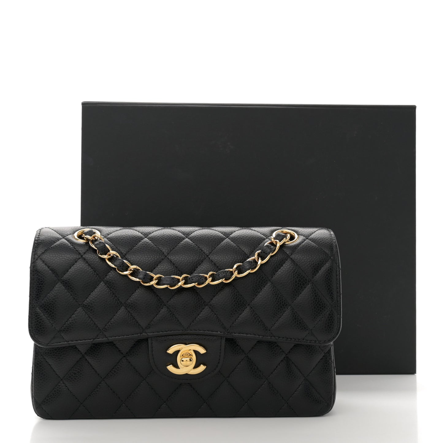 Caviar Quilted Small Double Flap Black