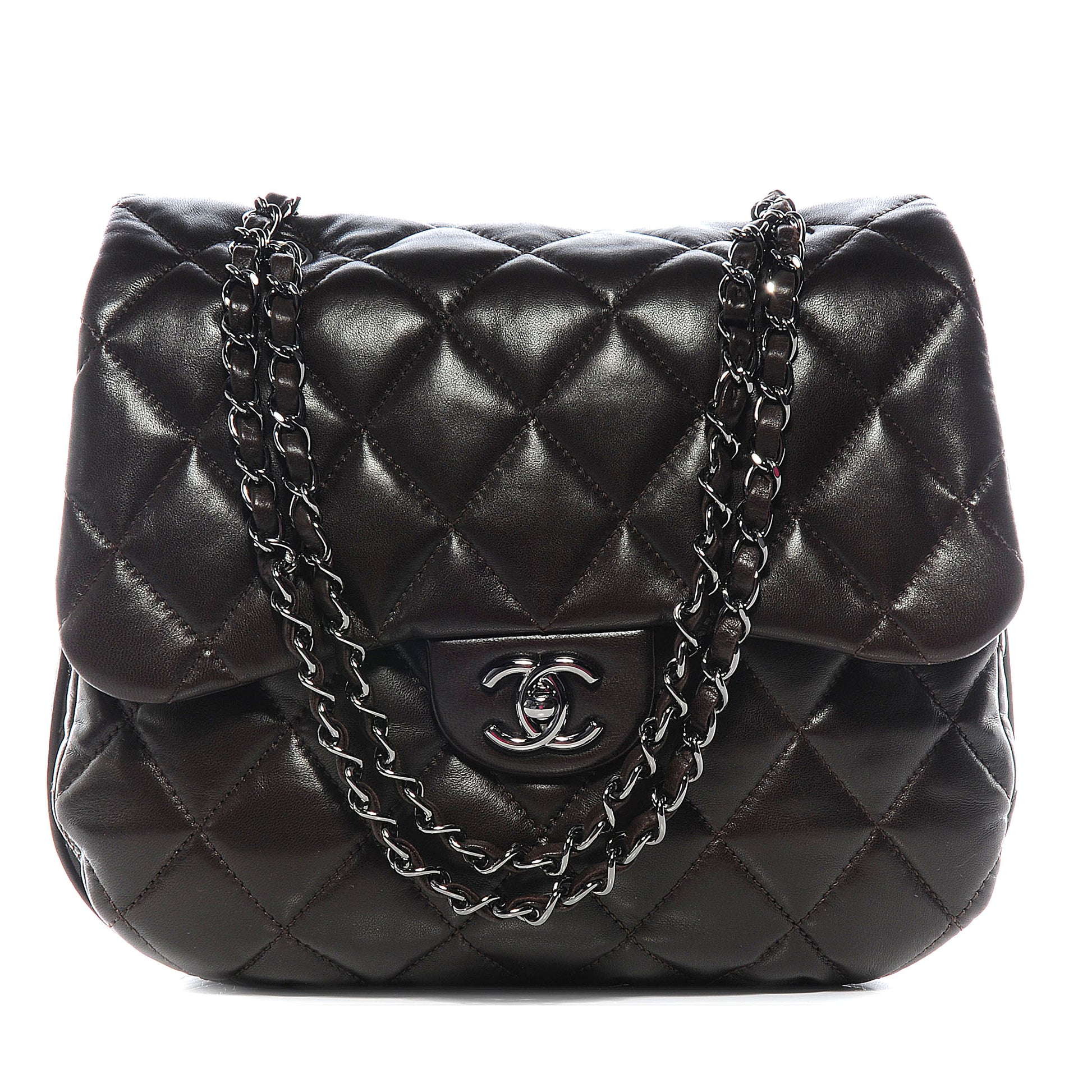Chanel Lambskin Quilted 3 Large Flap Dark Brown 1 of 8