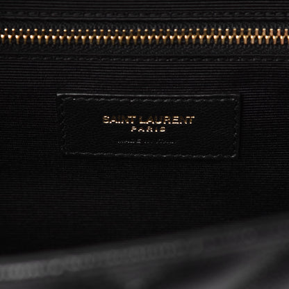 Saint Laurent Grain De Poudre Matelasse Chevron Large Monogram Satchel Black 6 of 7