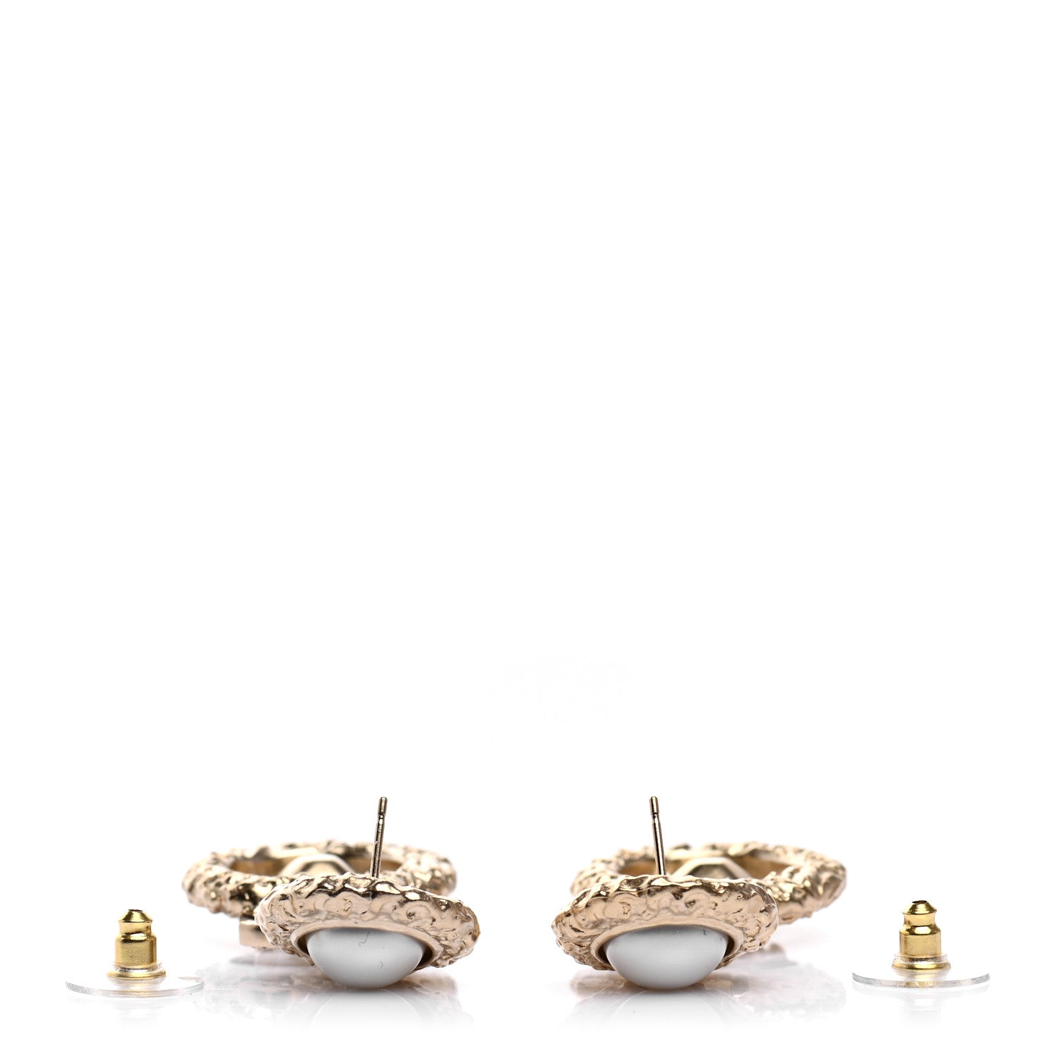 Chanel Crystal Pearl CC Drop Earrings Gold Pearly White 3 of 4