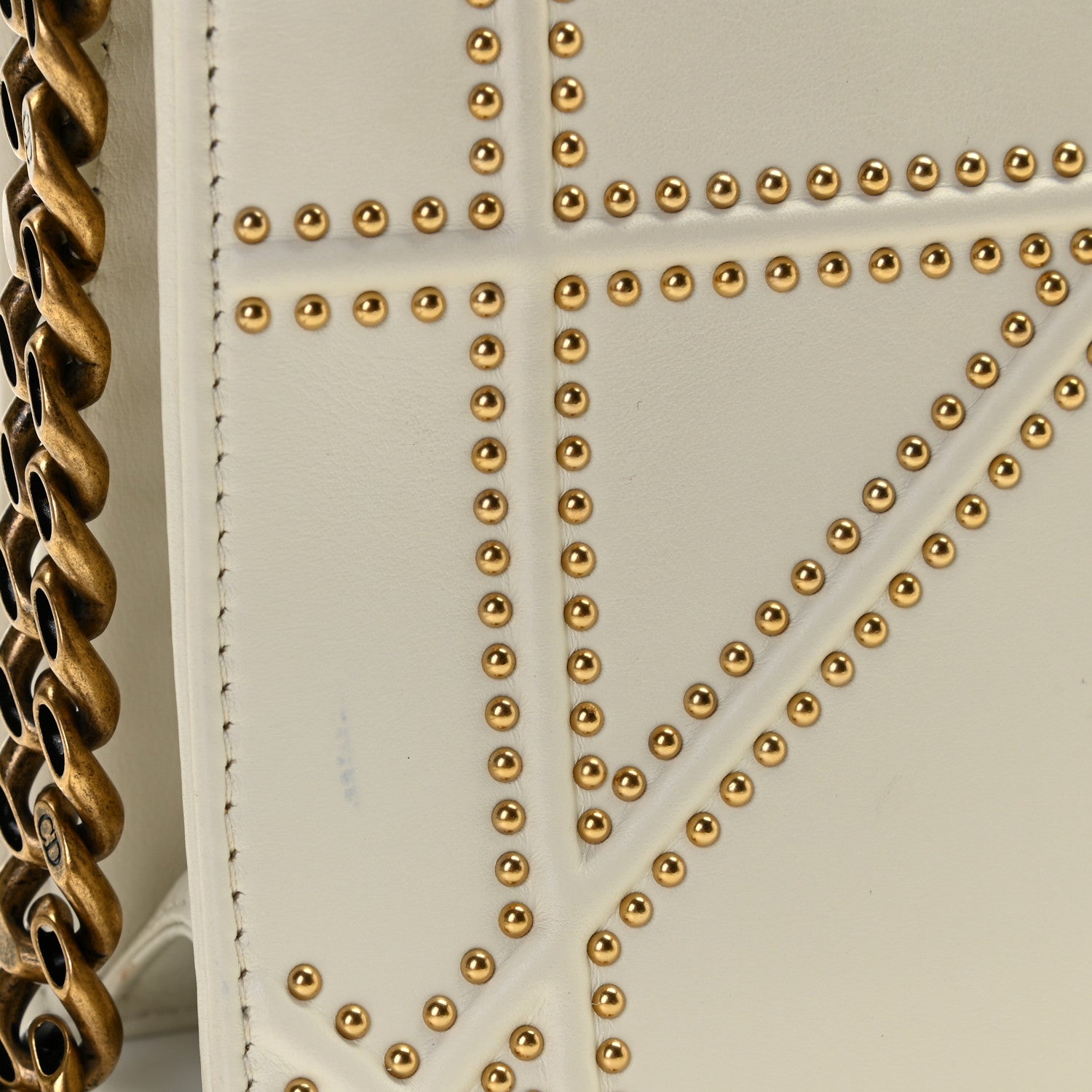 Christian Dior Lambskin Studded Small Diorama Flap Bag Off White 7 of 14