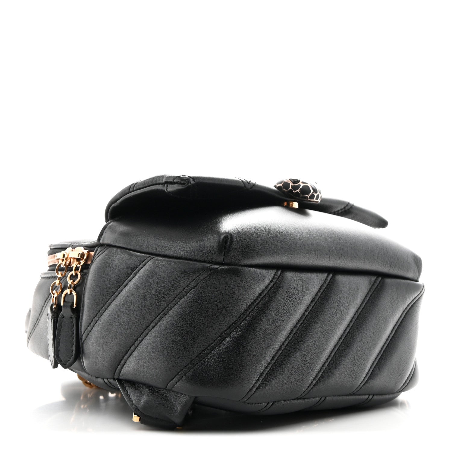 Bulgari Calfskin Matelasse Serpenti Cabochon Backpack Black 6 of 19