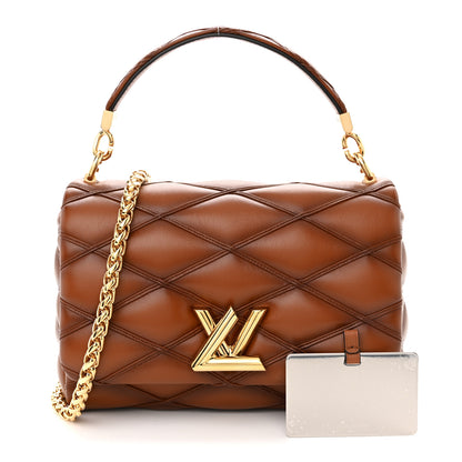 Louis Vuitton Lambskin Malletage Top Handle GO-14 MM Tan 1 of 11