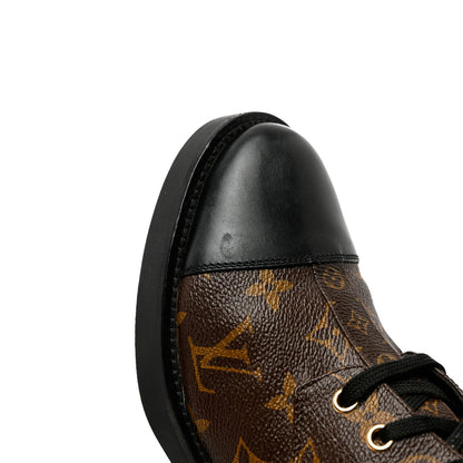 Louis Vuitton Calfskin Monogram Wonderland Flat Ranger Boots 37 Black 13 of 14