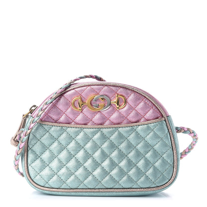 Gucci Laminated Nappa Trapuntata Mini Zumi Dome Shoulder Bag Rosa Lago Rame 1 of 9