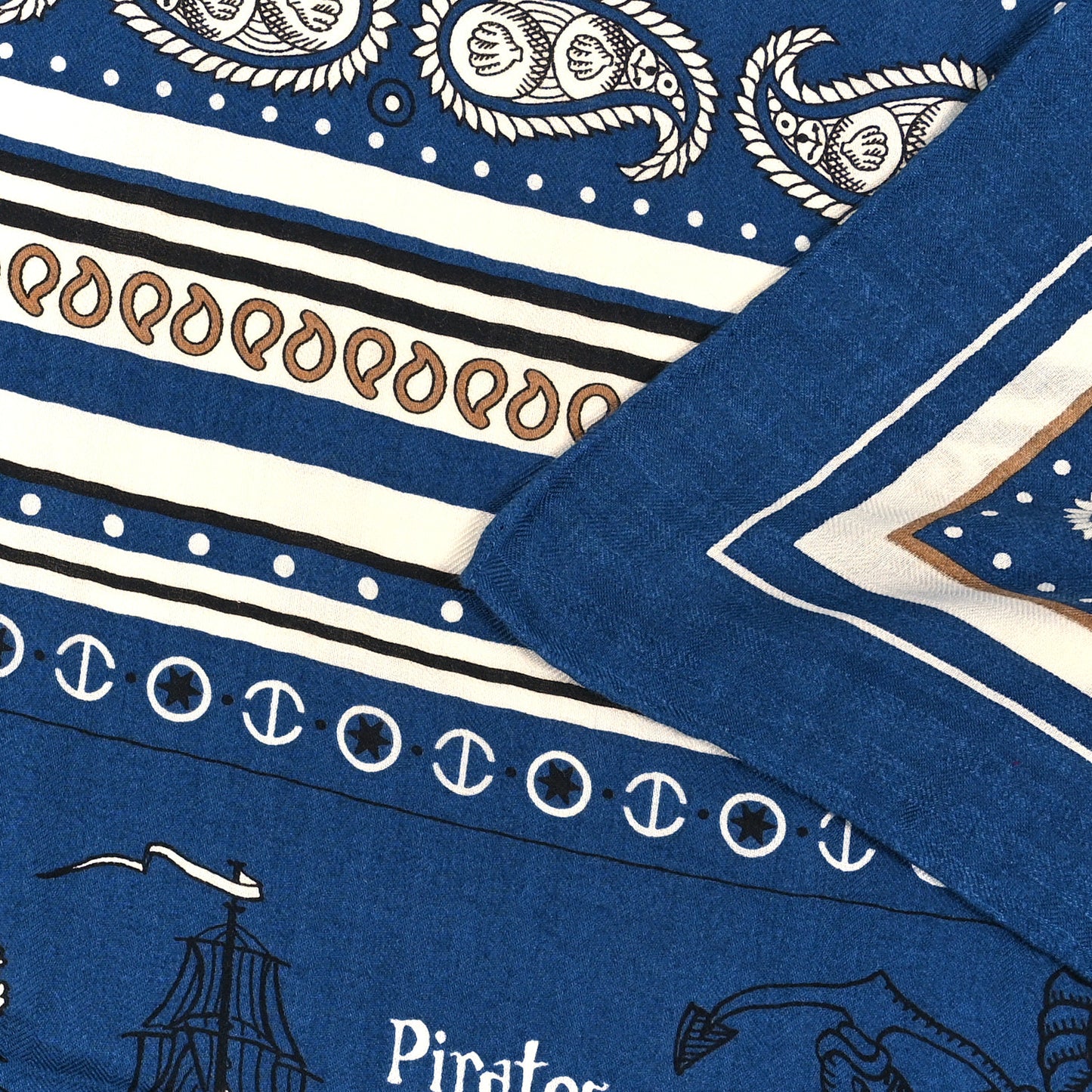 Silk Cashmere Tatouages Marins Shawl 140 Marine White