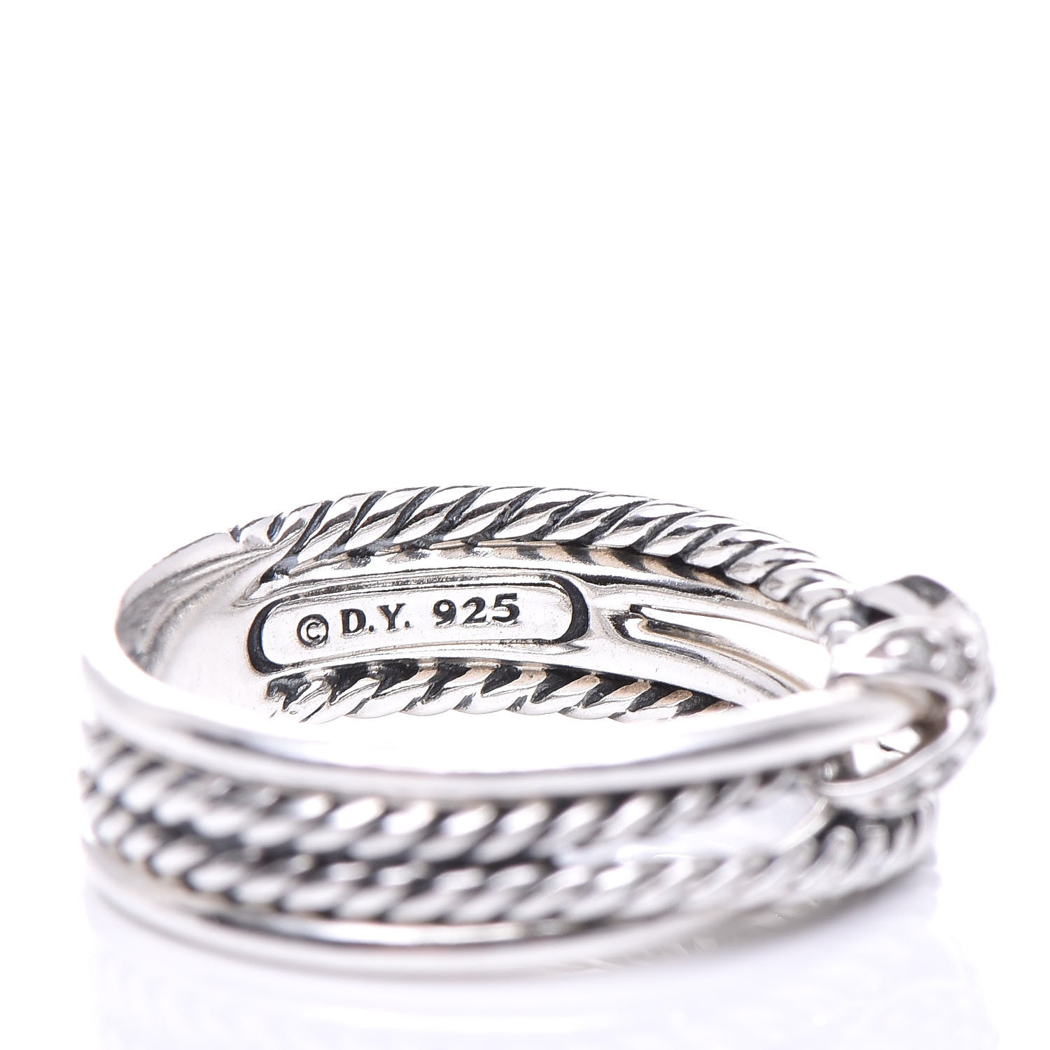 David Yurman Sterling Silver Diamond X Crossover Ring 53 6.5 4 of 4