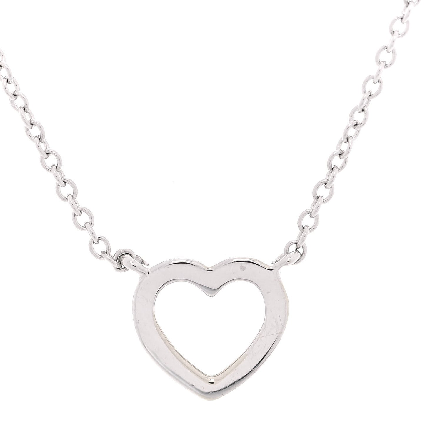 18K White Gold Diamond Metro Heart Pendant Necklace