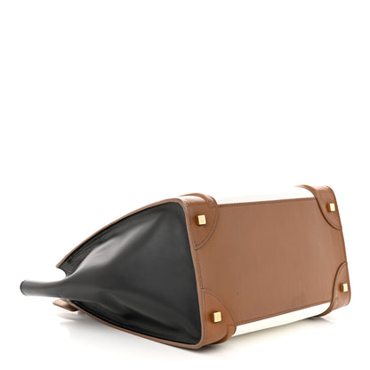 Celine Satin Calfskin Mini Tri-Color Luggage White Brown 4 of 13