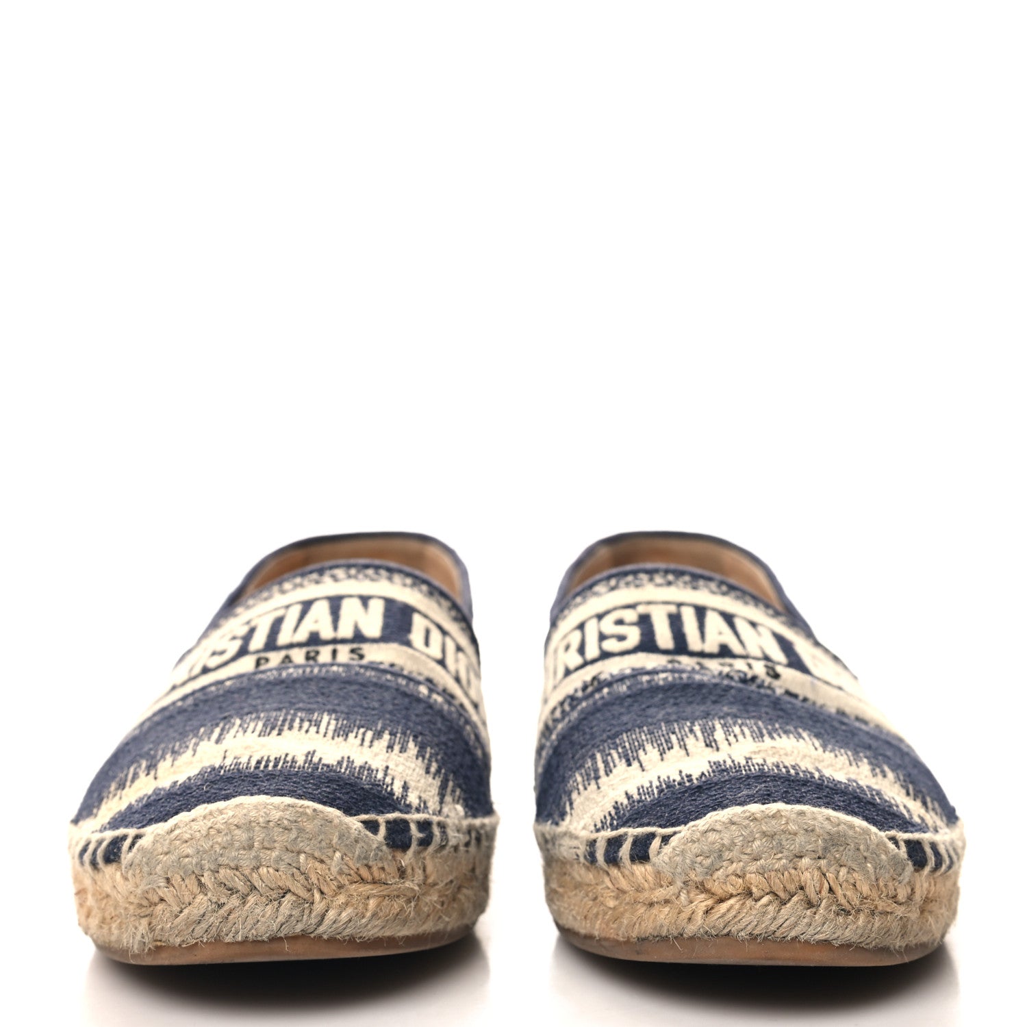 Christian Dior Cotton D-Stripes Embroidered Granville 15mm Espadrilles 39 Deep Blue 3 of 10