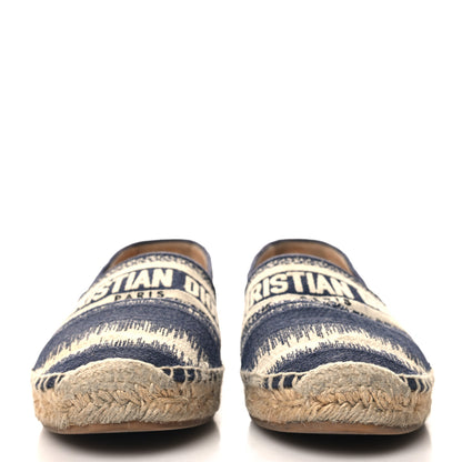 Christian Dior Cotton D-Stripes Embroidered Granville 15mm Espadrilles 39 Deep Blue 3 of 10