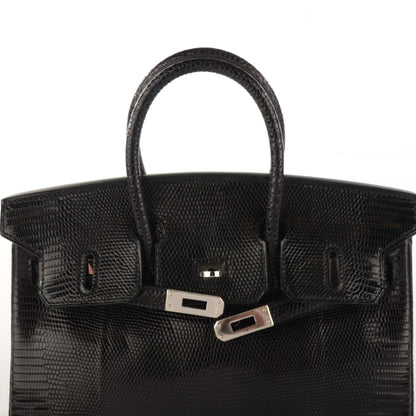 Hermes Shiny Lizard Birkin 25 Black 5 of 22