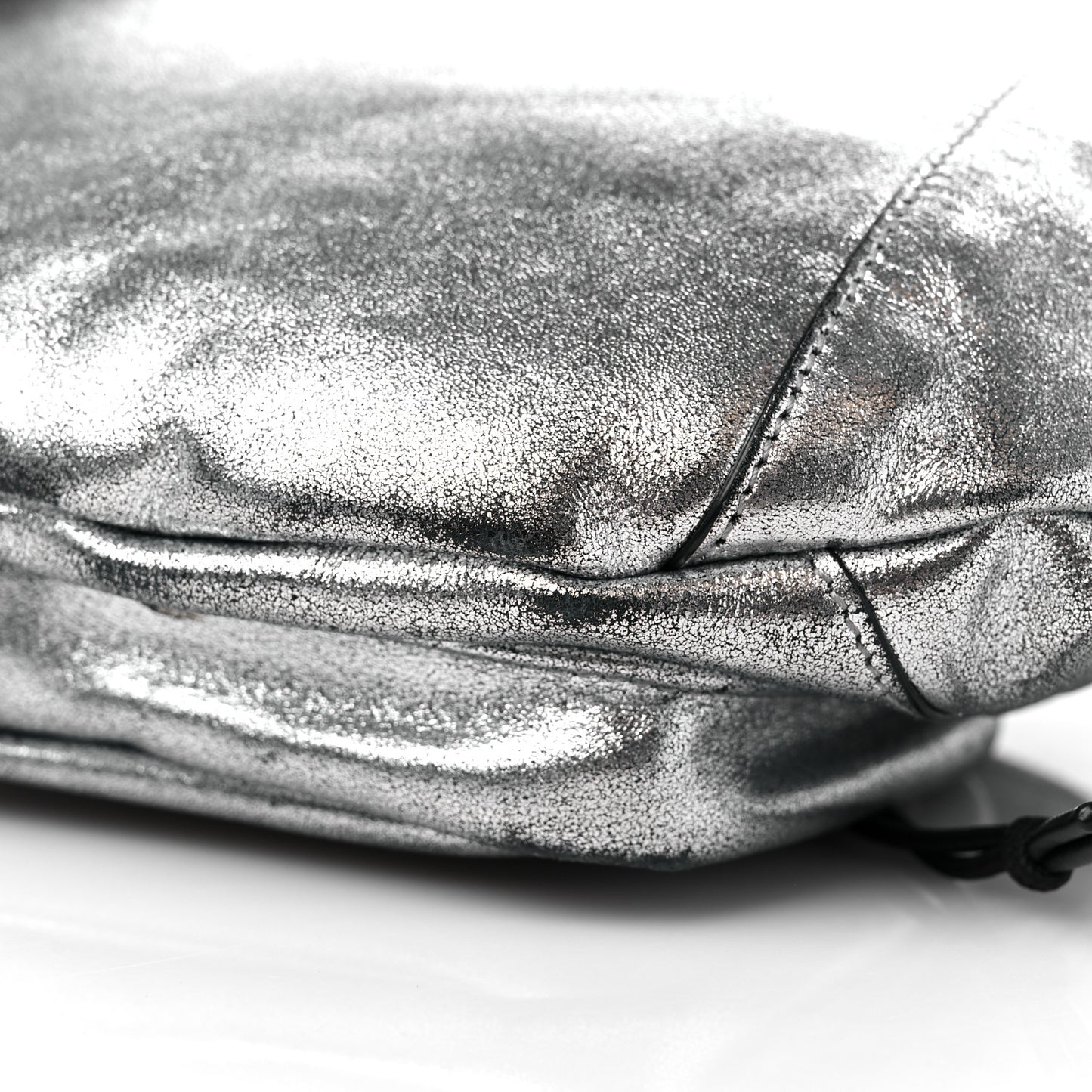 Metallic Calfskin Ripstop Body Belt Bag Silver