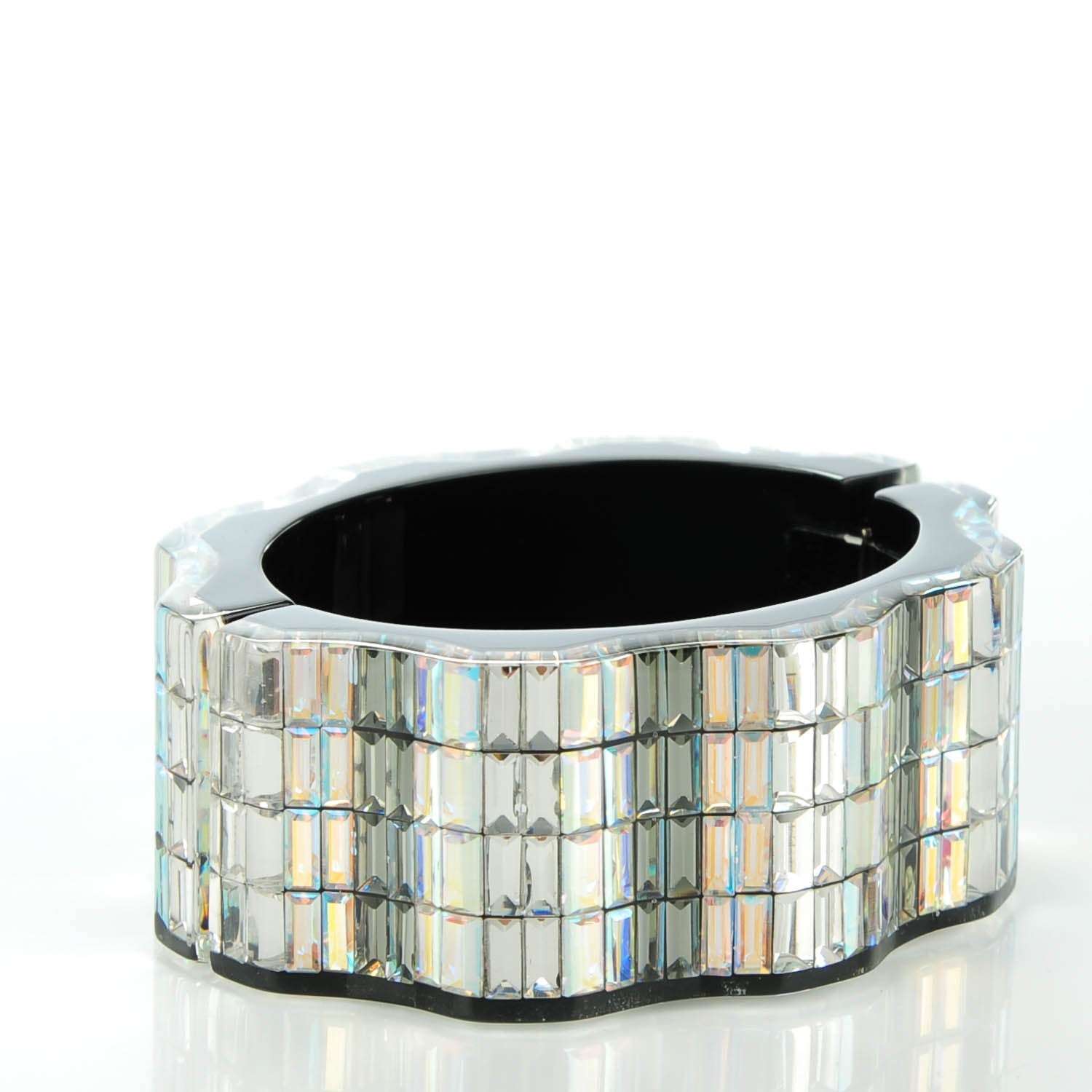 Chanel Resin Crystal Baguette CC Bangle Black 3 of 6