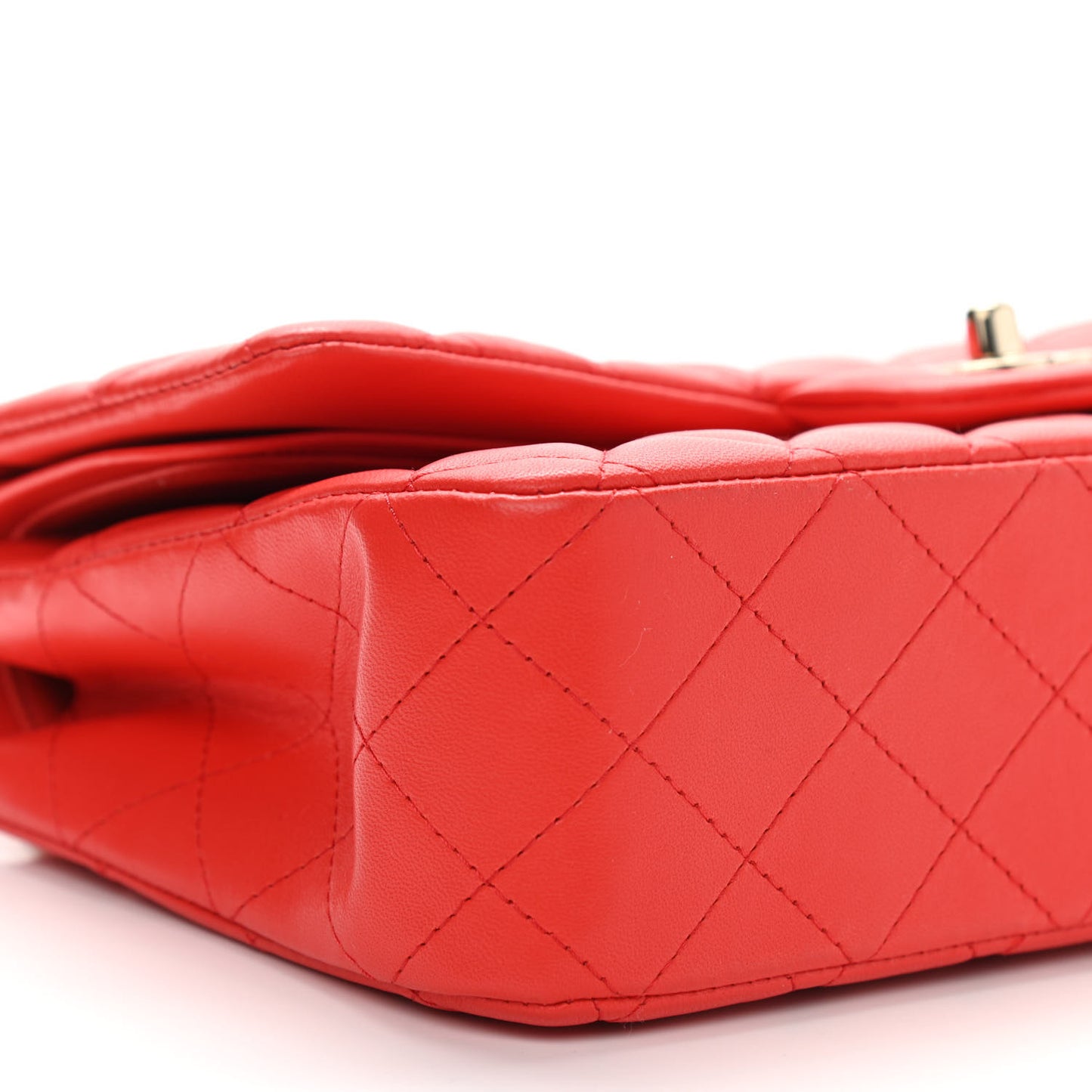 Lambskin Quilted Medium Double Flap Red