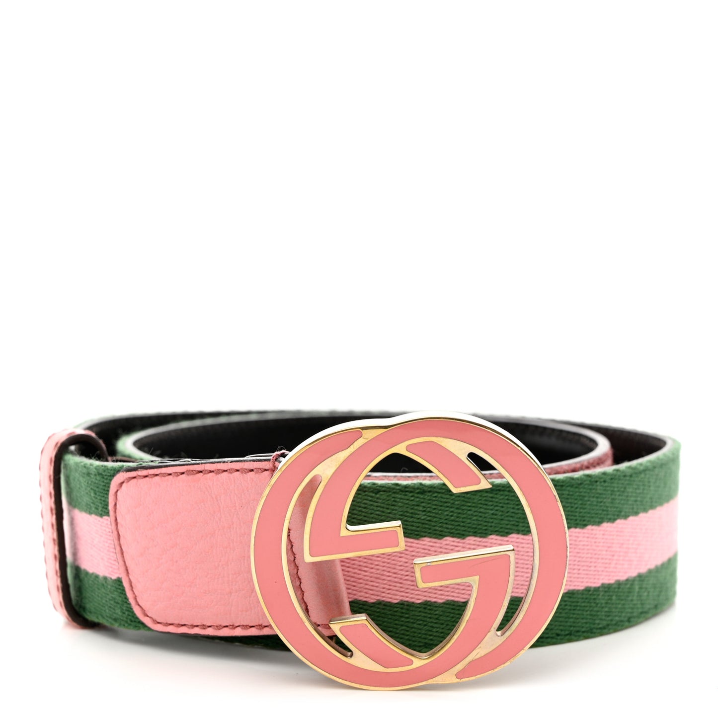 Canvas Web Interlocking G Belt 80 32 Green Pink