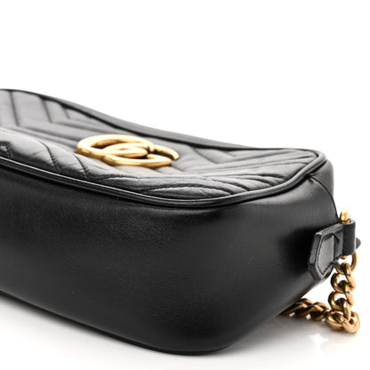 Gucci Calfskin Matelasse Small GG Marmont Chain Shoulder Bag Black 10 of 12