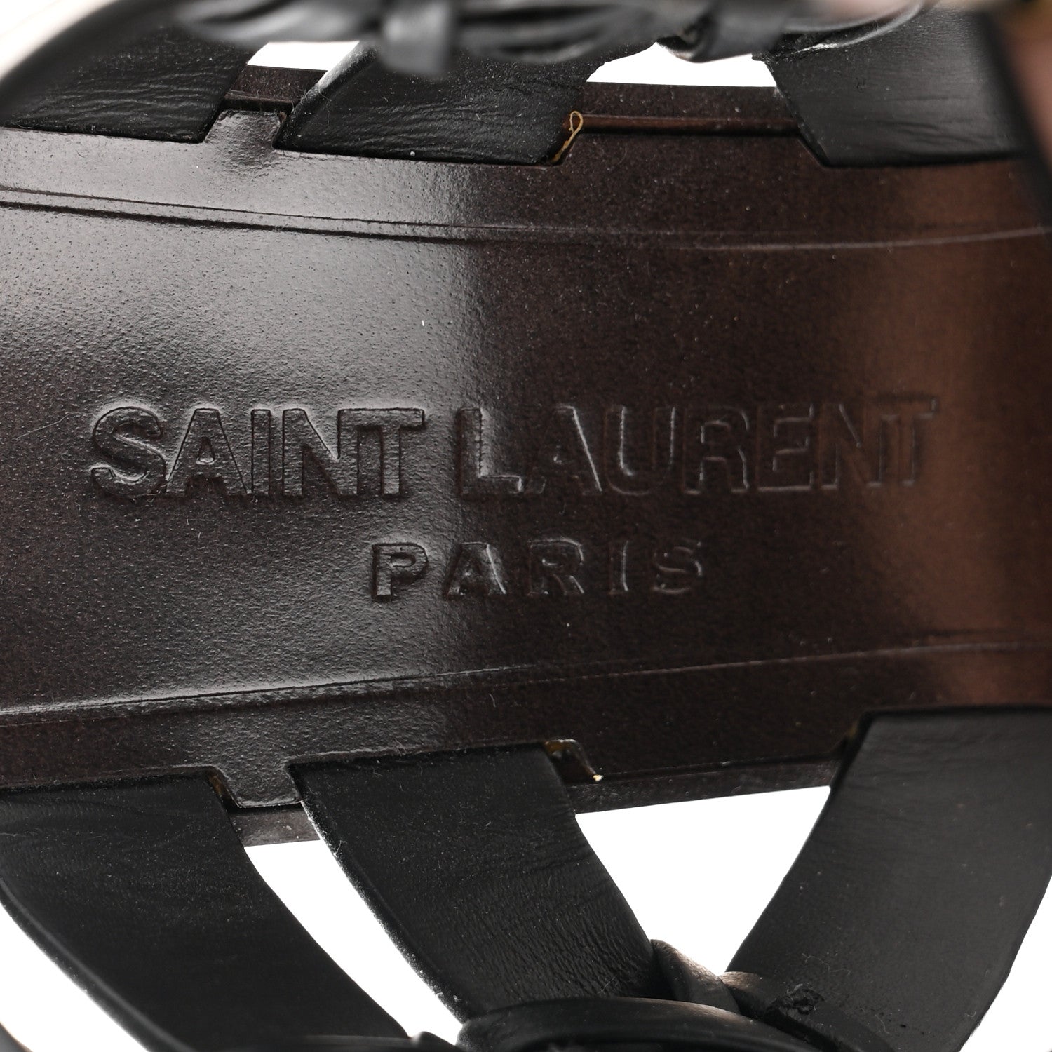 Saint Laurent Calfskin Espadrille Wedges 35 Brown 8 of 10
