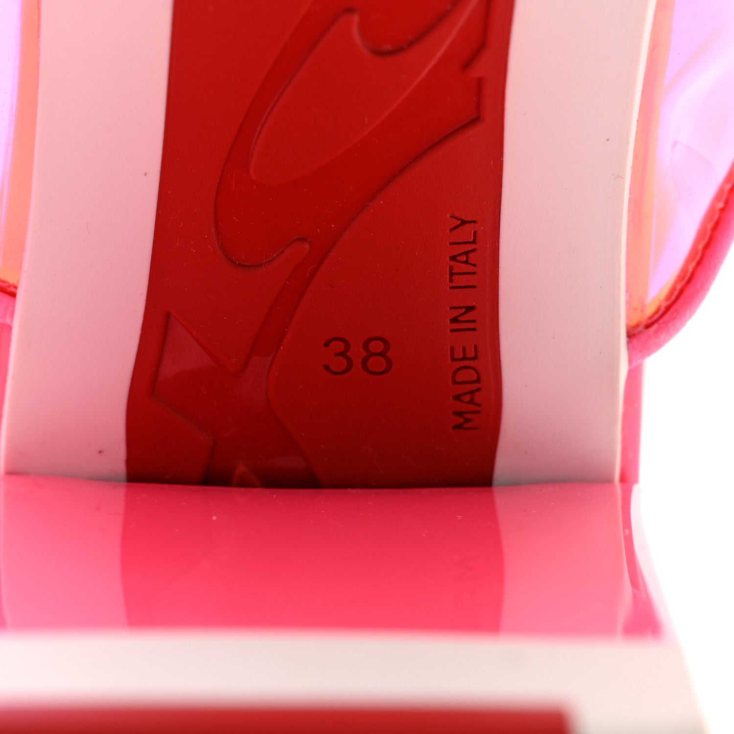 Christian Louboutin PVC Loubi Duniss 100 Lug Sole Sandals 38 Fluo Pink 7 of 9