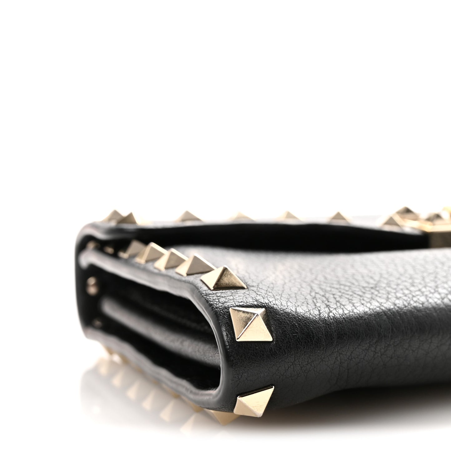 Pebbled Calfskin Rockstud Flip Lock Shoulder Bag Black