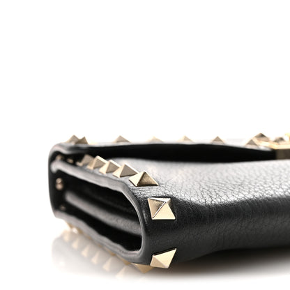 Valentino Garavani Pebbled Calfskin Rockstud Flip Lock Shoulder Bag Black 8 of 9