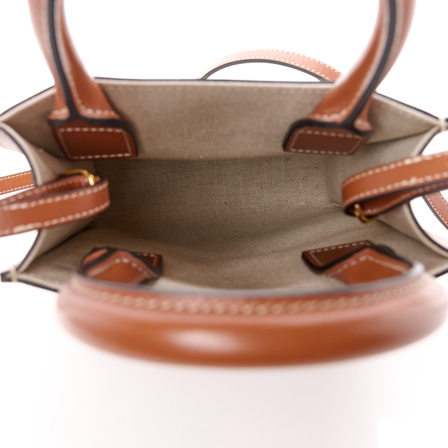 Celine Canvas Calfskin Sulky Print Mini Vertical Cabas Natural Tan 5 of 8