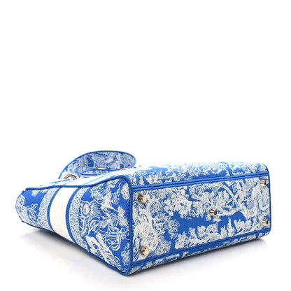 Christian Dior Toile de Jouy Embroidered Large Lady D-Lite Fluorescent Blue 4 of 11