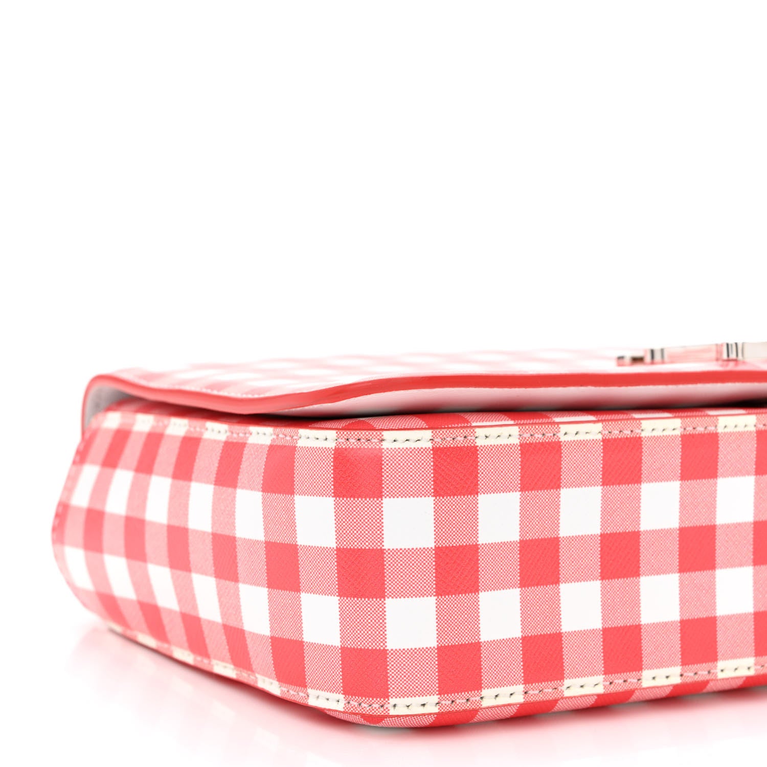 Burberry Calfskin Gingham Print Lola Bag Red White 9 of 10