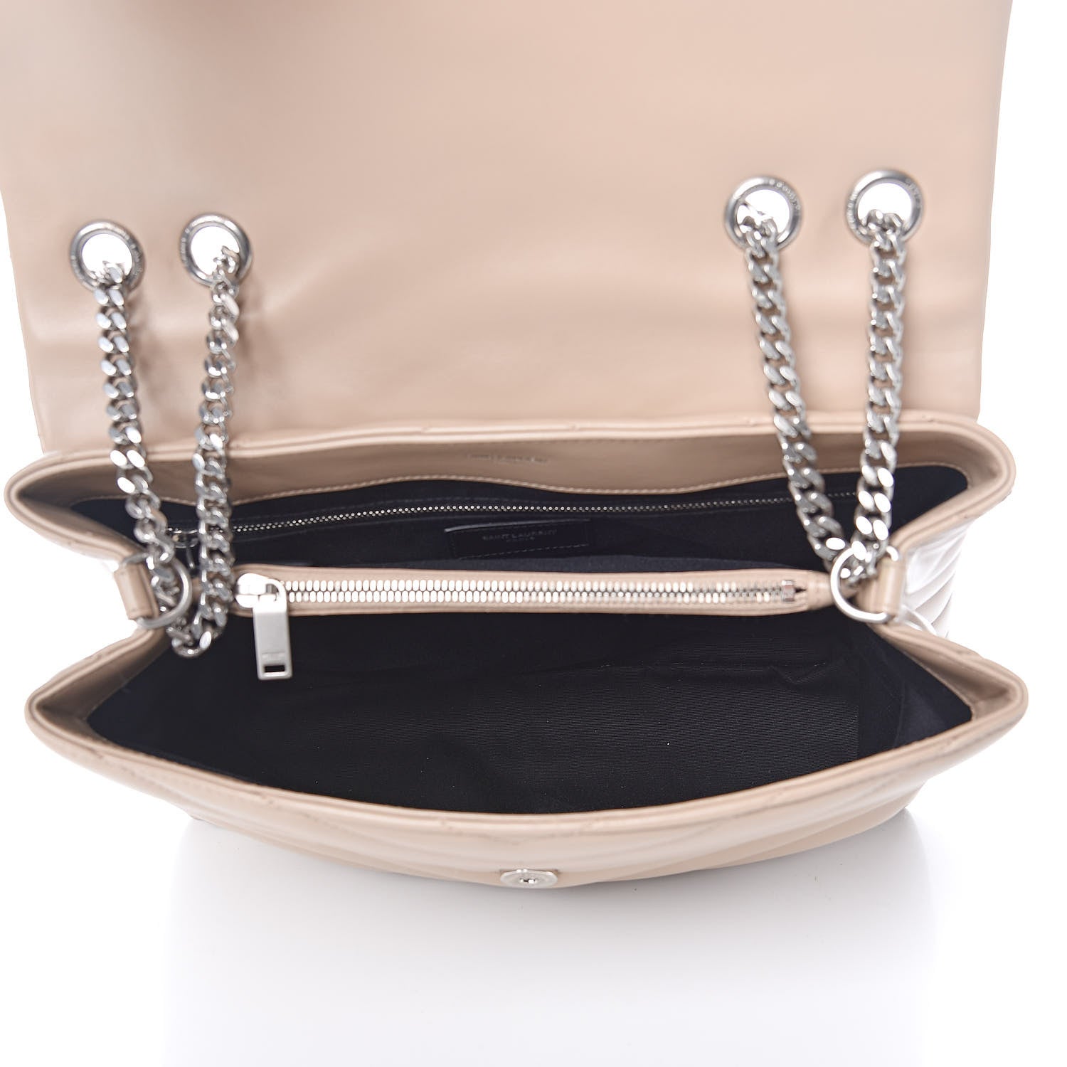 Saint Laurent Calfskin Y Quilted Monogram Medium Loulou Chain Satchel Nude Powder 5 of 11