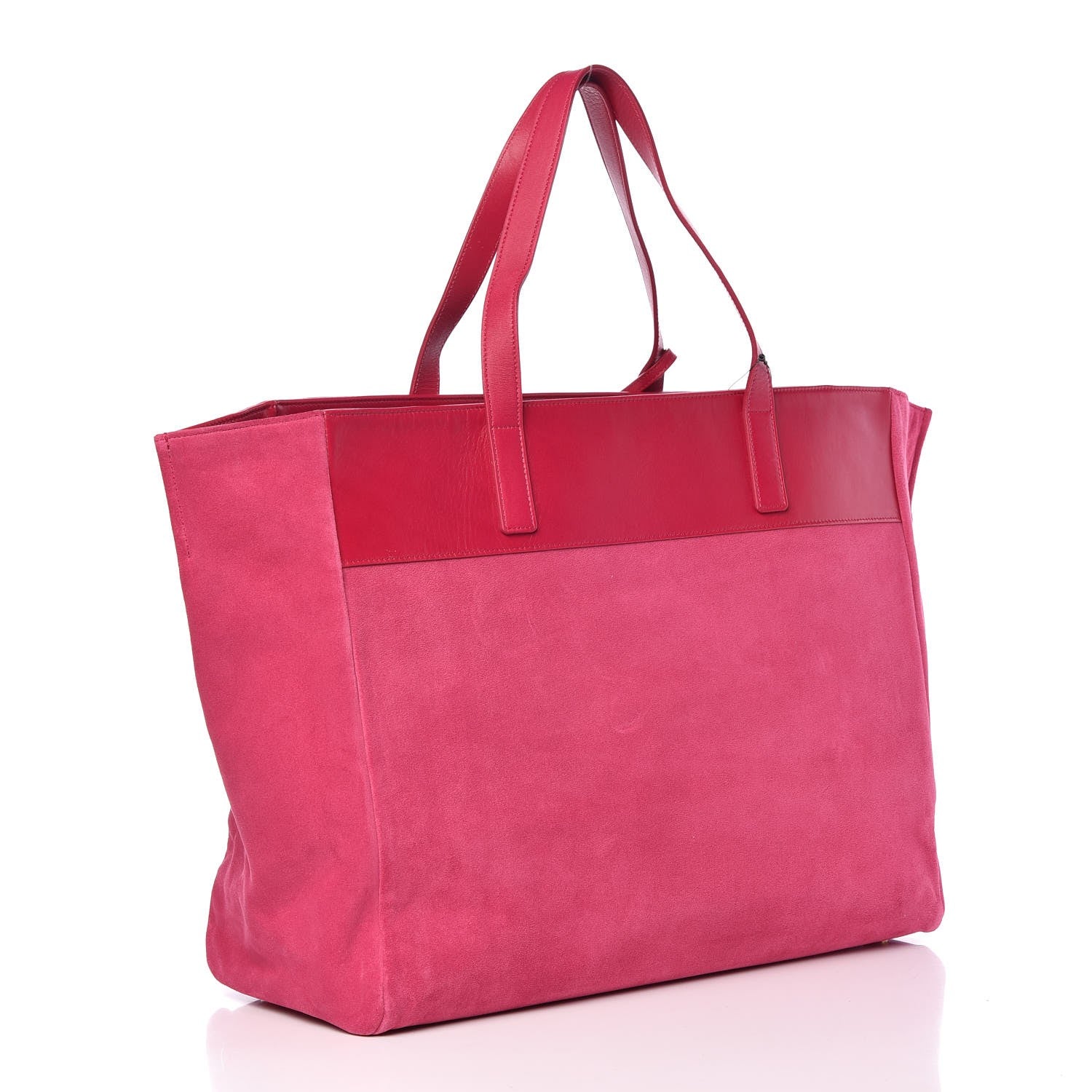 Saint Laurent Calfskin Suede Reversible East West Shopper Tote Fuchsia 6 of 13