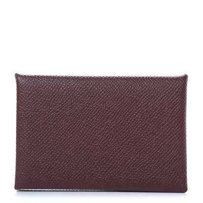 Hermes Epsom Calvi Card Case Bordeaux 1 of 7