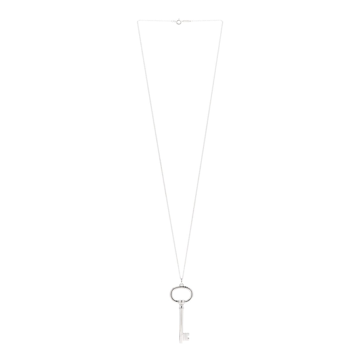 Sterling Silver Oval Key Pendant Necklace