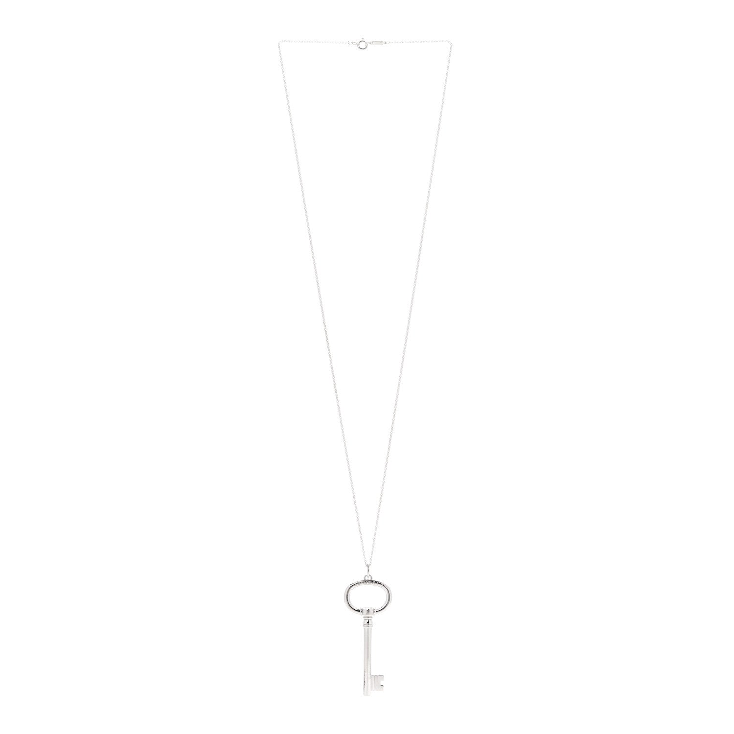 Tiffany Sterling Silver Oval Key Pendant Necklace 3 of 5