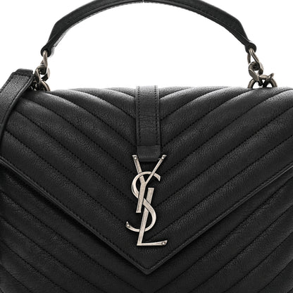 Saint Laurent Sheepskin Matelasse Chevron Monogram Medium College Bag Black 5 of 11