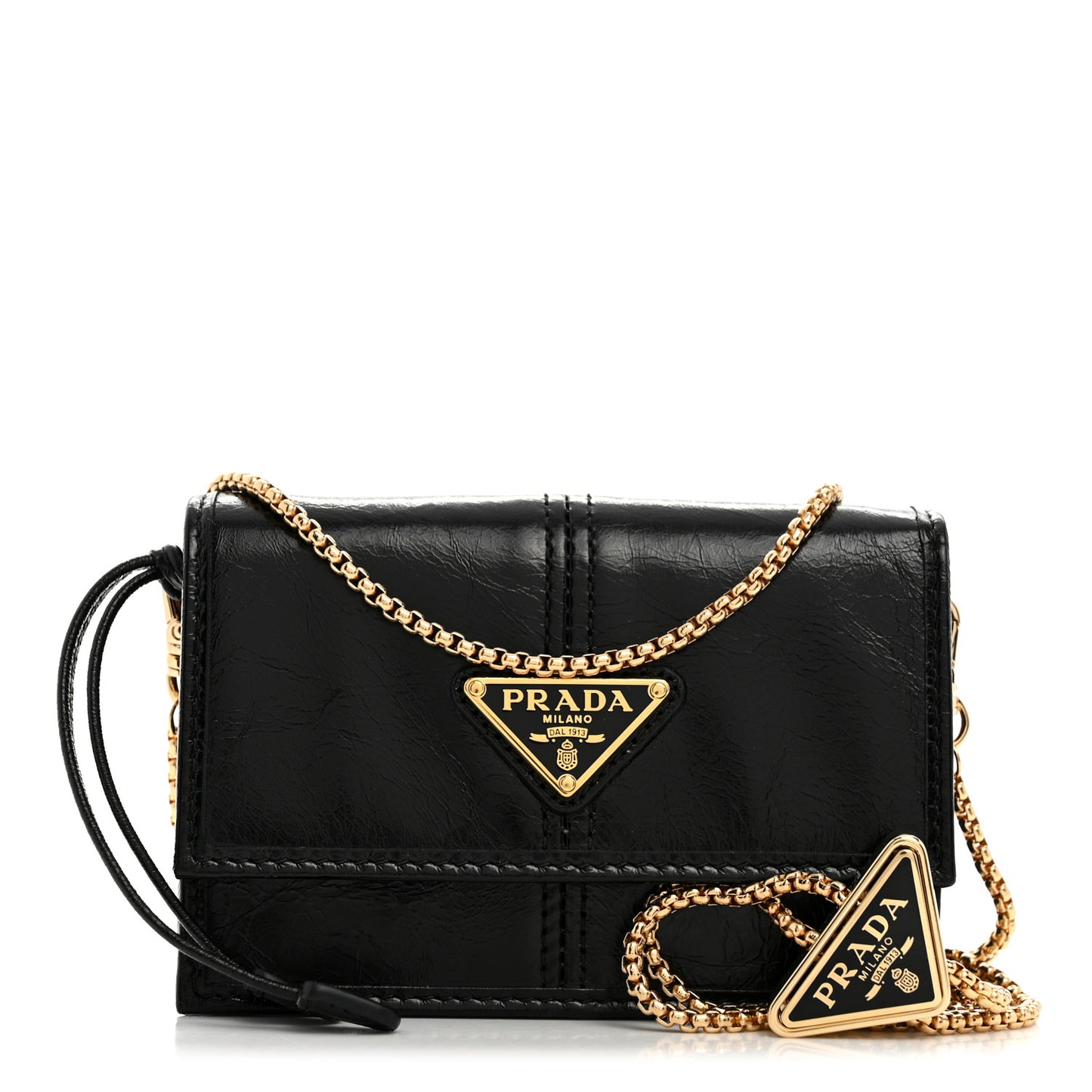 Soft Lux Card Holder With Chain Black