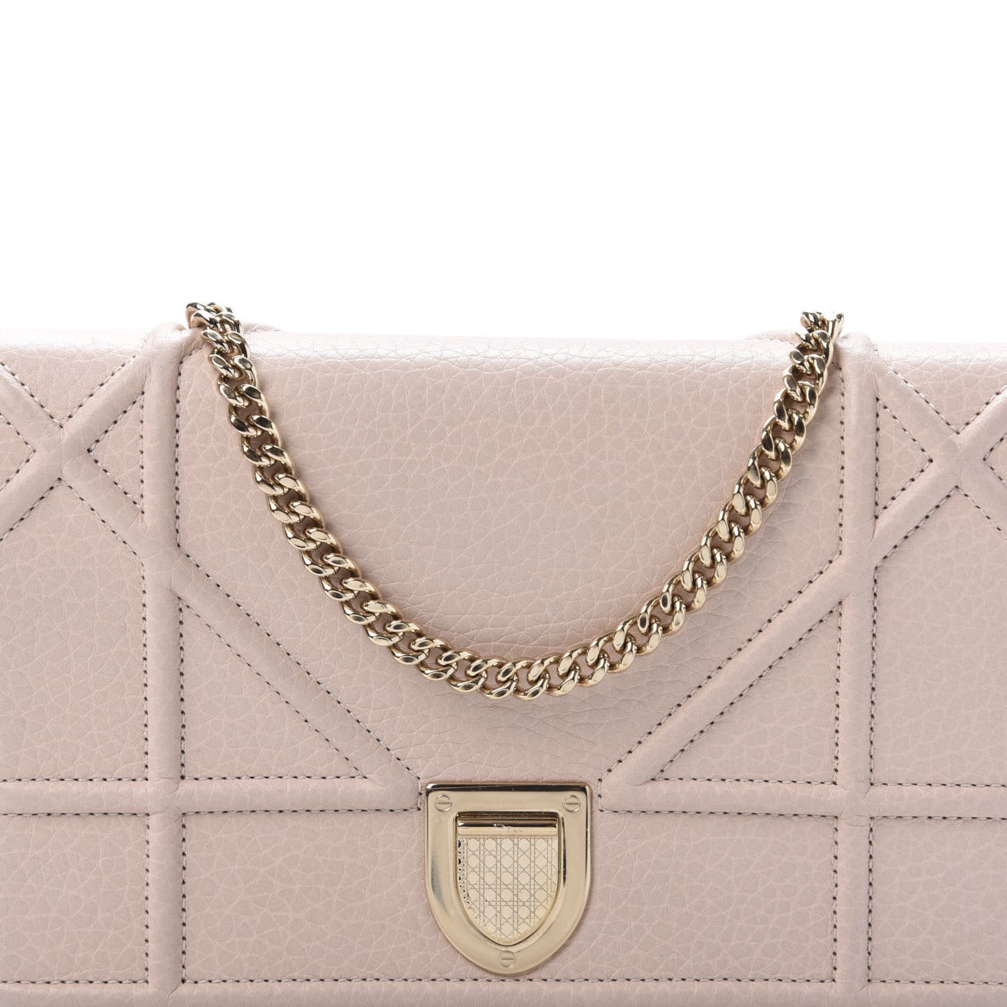 Grained Calfskin Diorama Wallet on Chain Pouch Nude