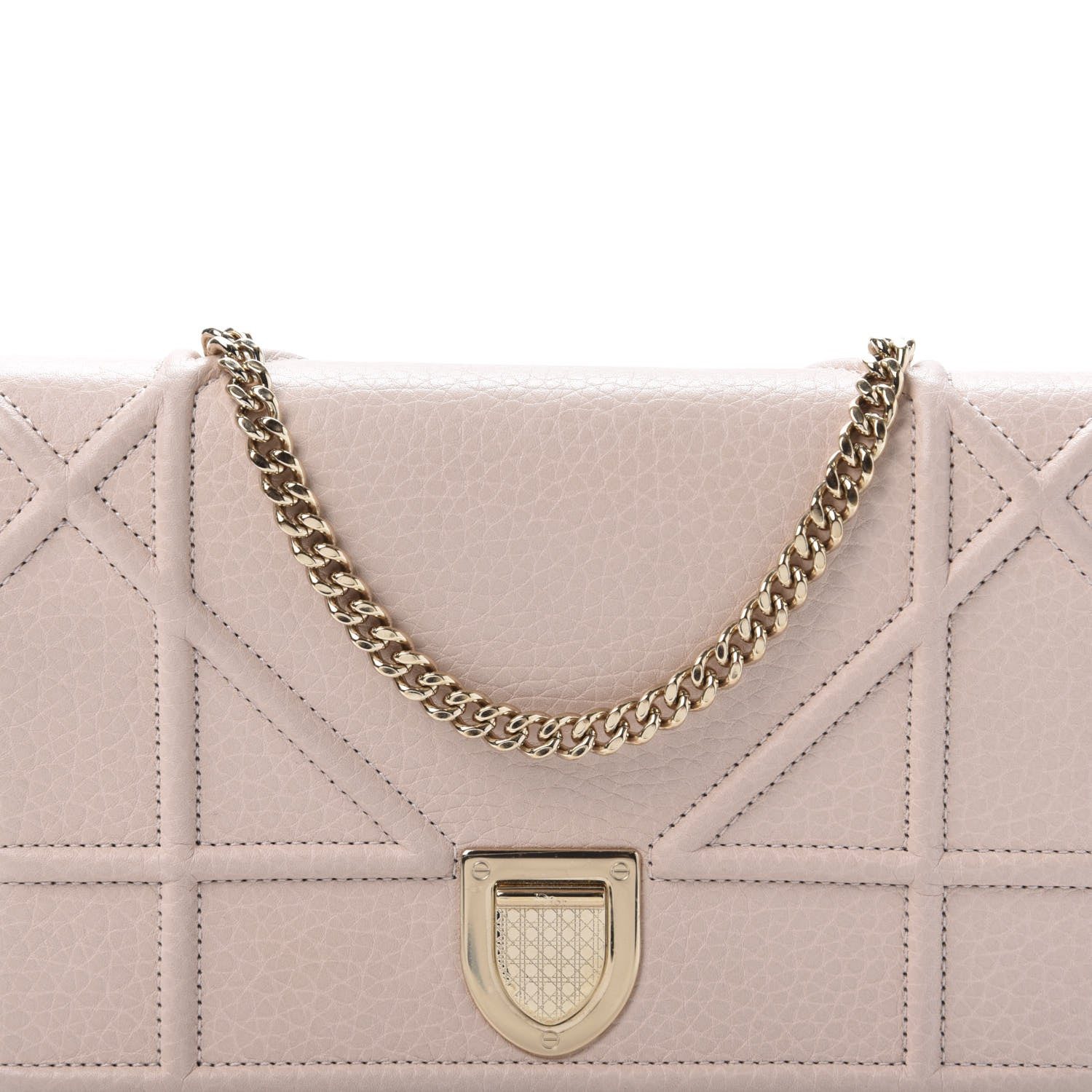 Christian Dior Grained Calfskin Diorama Wallet on Chain Pouch Nude 10 of 11