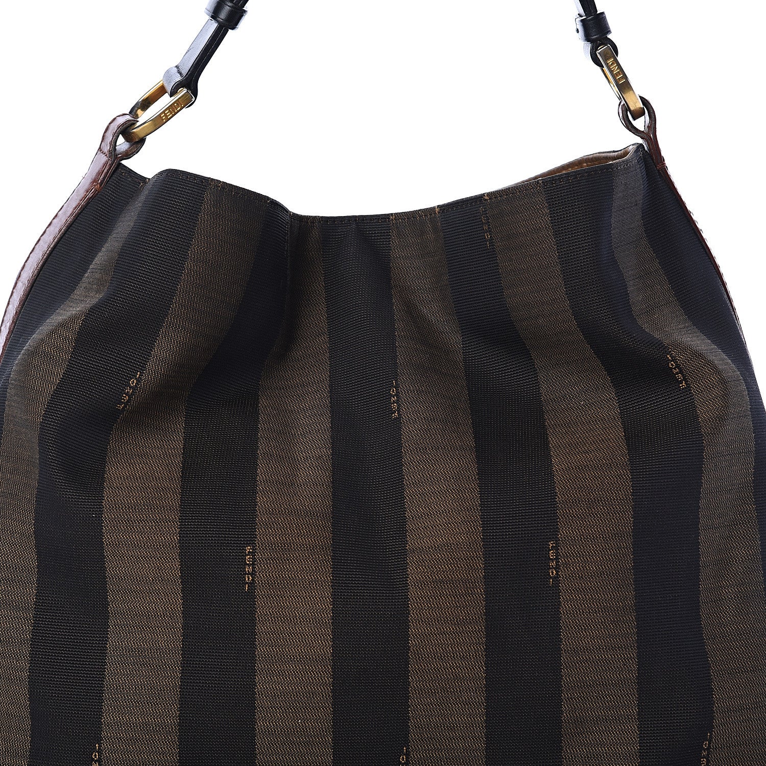 Fendi Pequin Cuoio Vegetale Large Hobo Tobacco Black Cuoio 6 of 8