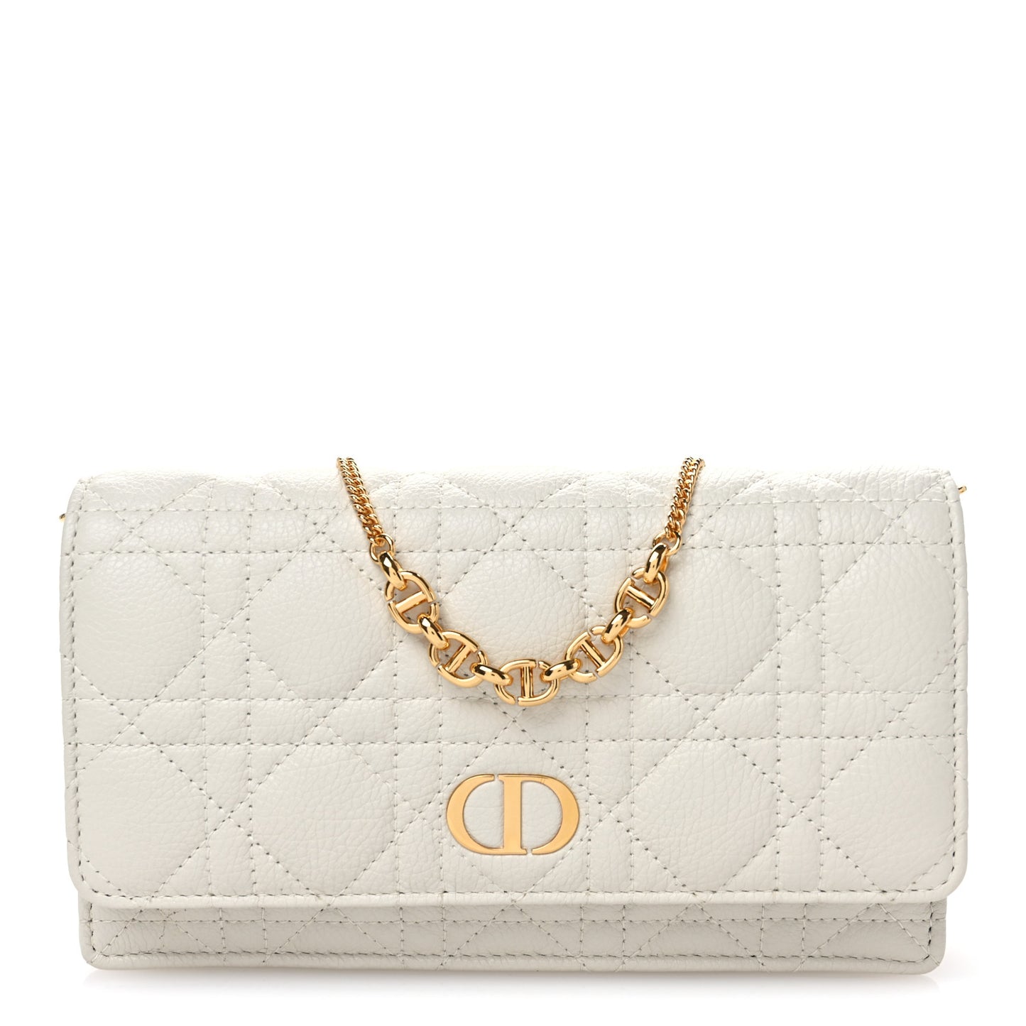 Supple Calfskin Caro Pouch with Chain Latte