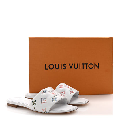 Louis Vuitton Lambskin Embossed Monogram By The Pool Revival Flat Mules 36 White Multicolor 10 of 10