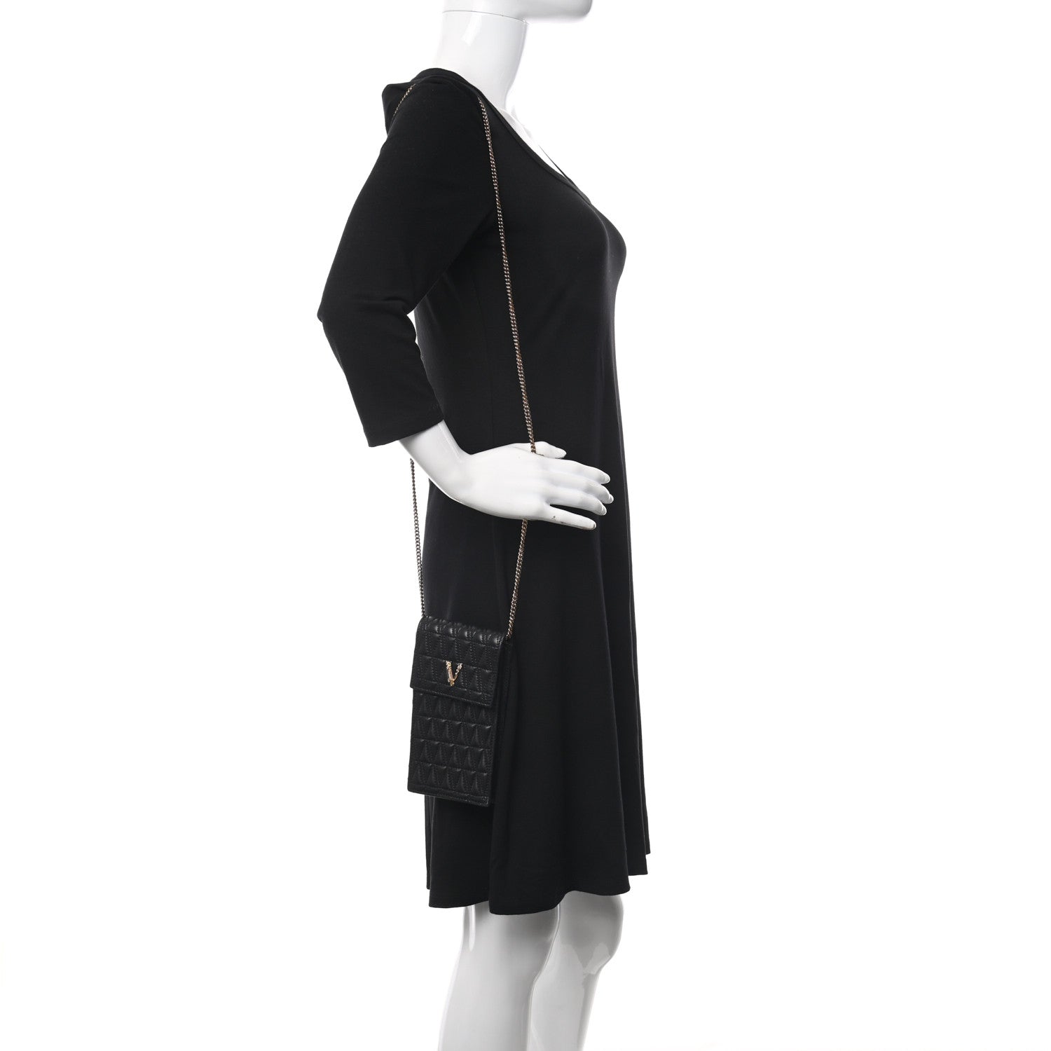 Versace Nappa Quilted Virtus Cell Phone Crossbody Black 2 of 9