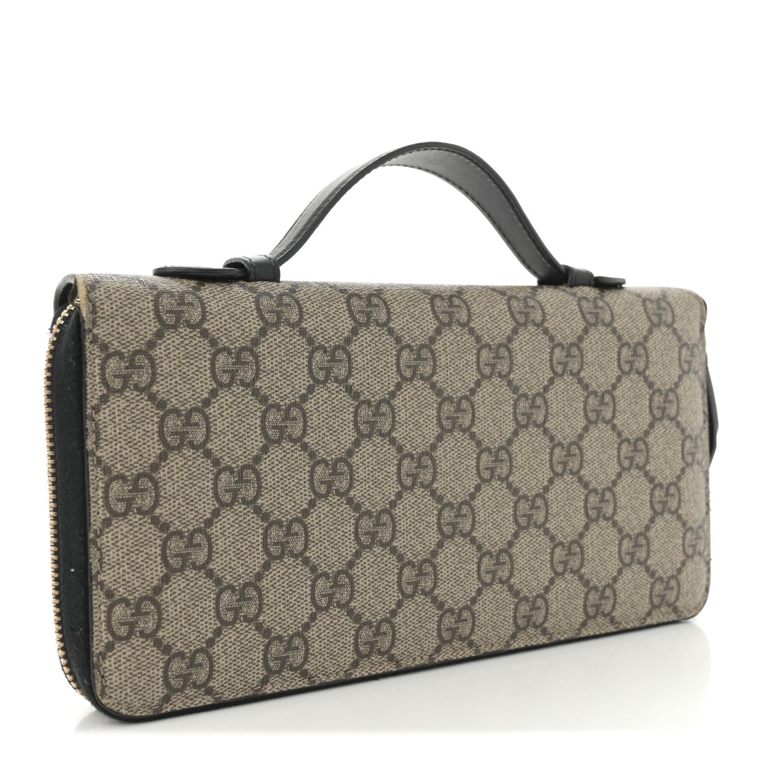 Gucci GG Supreme Monogram Top Handle Zip Around Wallet Black 3 of 11