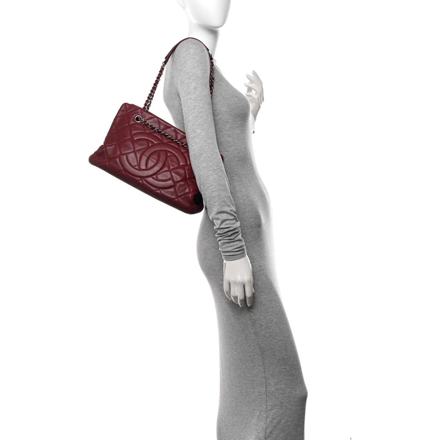 Chanel Caviar Quilted Large Timeless CC Soft Tote Dark Red 2 of 15